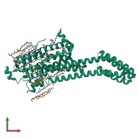 PDB entry 5olv coloured by chain, front view.