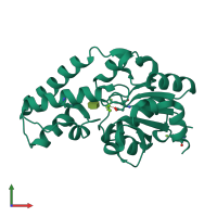 PDB entry 5olx coloured by chain, front view.