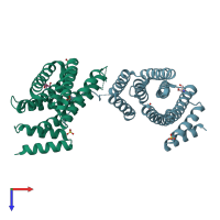 PDB entry 5om0 coloured by chain, top view.