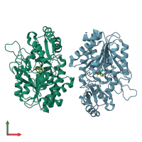 PDB entry 5om9 coloured by chain, front view.