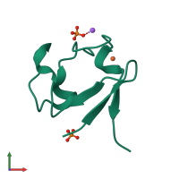 PDB entry 5ome coloured by chain, front view.