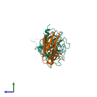 PDB entry 5omn coloured by chain, side view.