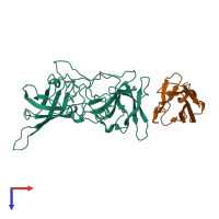 PDB entry 5omn coloured by chain, top view.