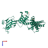 PDB entry 5omp coloured by chain, top view.