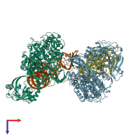 PDB 5omw coloured by chain and viewed from the top.
