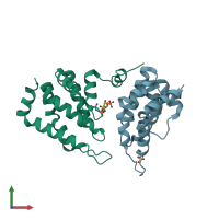 PDB entry 5on7 coloured by chain, front view.