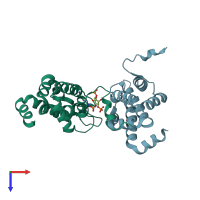 PDB entry 5on7 coloured by chain, top view.
