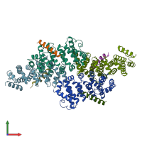 PDB entry 5onb coloured by chain, front view.
