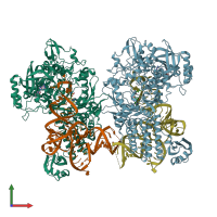 PDB entry 5onh coloured by chain, front view.