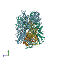 PDB entry 5onh coloured by chain, side view.