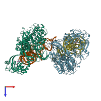 PDB entry 5onh coloured by chain, top view.