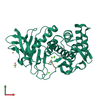 PDB entry 5onp coloured by chain, front view.