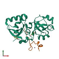 PDB entry 5ons coloured by chain, front view.