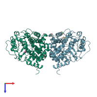 PDB entry 5ont coloured by chain, top view.