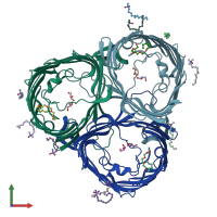 PDB entry 5onu coloured by chain, front view.