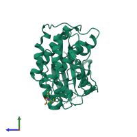 PDB entry 5oo0 coloured by chain, side view.