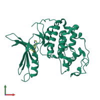 PDB entry 5oo1 coloured by chain, front view.
