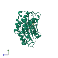 PDB entry 5oo1 coloured by chain, side view.