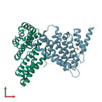 PDB entry 5oo7 coloured by chain, front view.