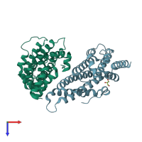 PDB entry 5oo7 coloured by chain, top view.