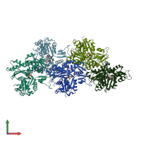 PDB entry 5ood coloured by chain, front view.