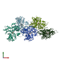 PDB entry 5ooe coloured by chain, front view.