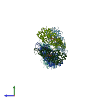 PDB entry 5ooe coloured by chain, side view.