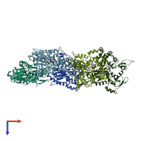 PDB entry 5ooe coloured by chain, top view.