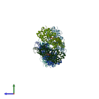 PDB entry 5oof coloured by chain, side view.