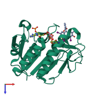 PDB entry 5ooh coloured by chain, top view.