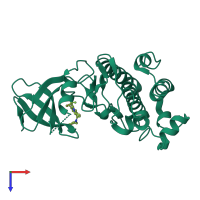 PDB entry 5op4 coloured by chain, top view.