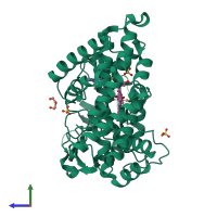 PDB entry 5opa coloured by chain, side view.