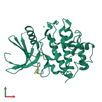 PDB entry 5opb coloured by chain, front view.