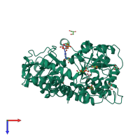 PDB entry 5opk coloured by chain, top view.