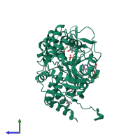 PDB entry 5opm coloured by chain, side view.