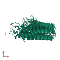 PDB entry 5oqk coloured by chain, ensemble of 10 models, front view.