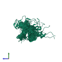 PDB entry 5oqk coloured by chain, ensemble of 10 models, side view.