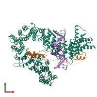 PDB entry 5oqn coloured by chain, front view.