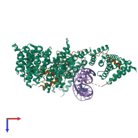 PDB entry 5oqn coloured by chain, top view.