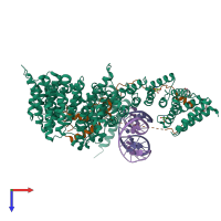 PDB entry 5oqo coloured by chain, top view.