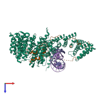 PDB entry 5oqp coloured by chain, top view.