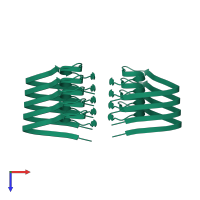 Amyloid-beta protein 42 in PDB entry 5oqv, assembly 1, top view.