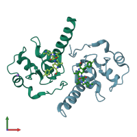 PDB entry 5oqw coloured by chain, front view.