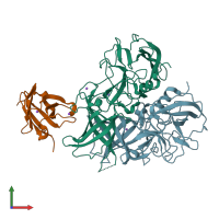 PDB entry 5or7 coloured by chain, front view.