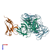 PDB entry 5or7 coloured by chain, top view.