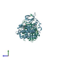 PDB entry 5orh coloured by chain, side view.