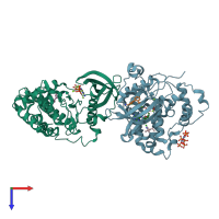 PDB entry 5orj coloured by chain, top view.
