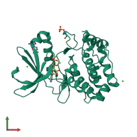 PDB entry 5orr coloured by chain, front view.