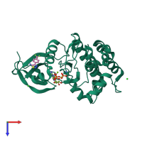 PDB entry 5orr coloured by chain, top view.