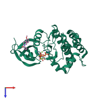 PDB entry 5ors coloured by chain, top view.